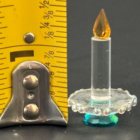 Lead Crystal Christmas Candle Figurine Miniature Holiday Colorful - Picture 6 of 6